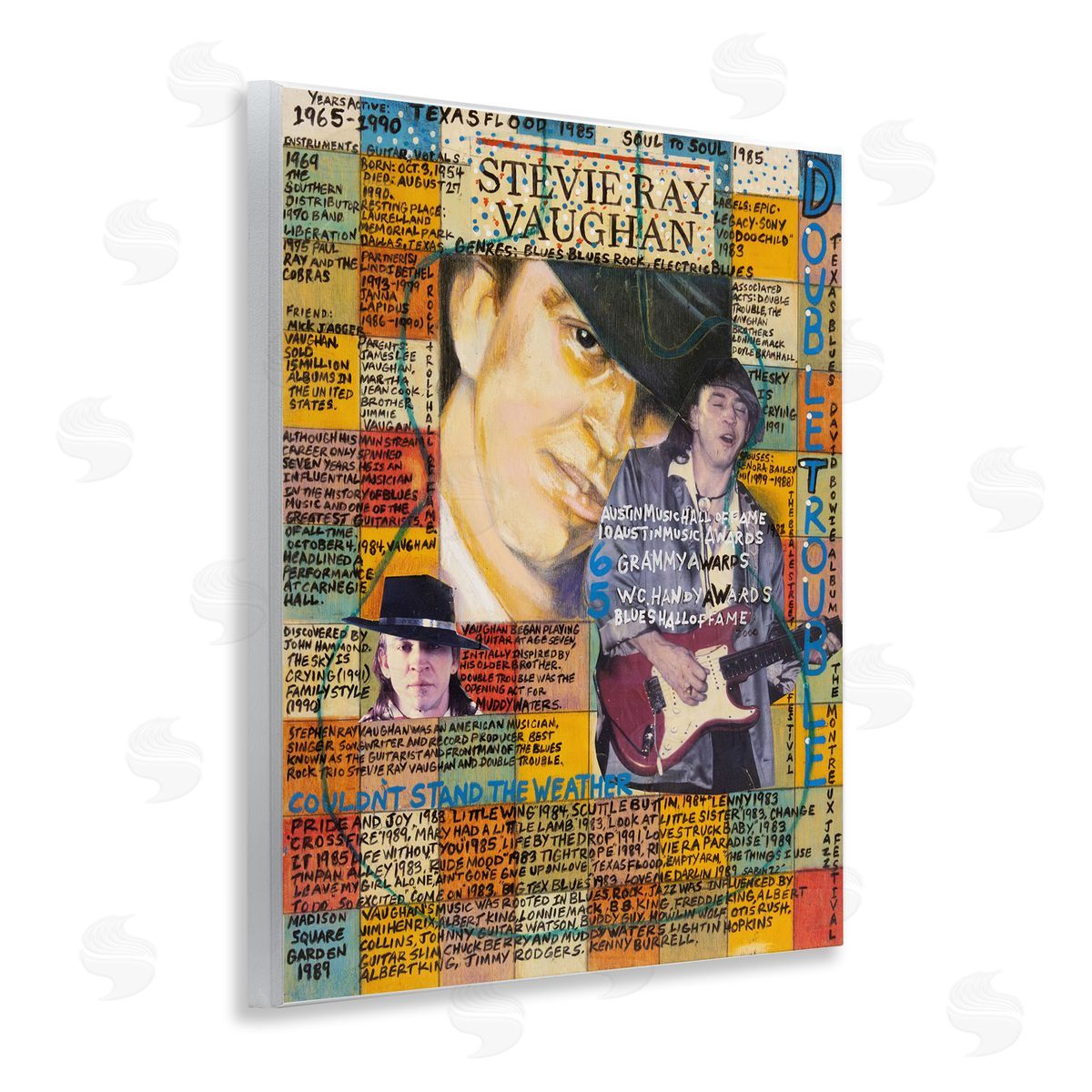 Sabin Stevie Ray Vaughan Collage Wooden Wall Plaque Art Print