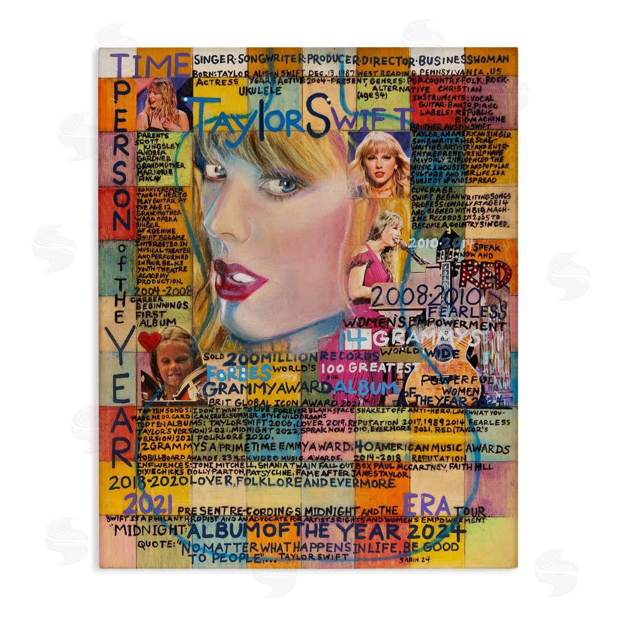 Sabin Taylor Musician Collage Canvas Wall Art Print