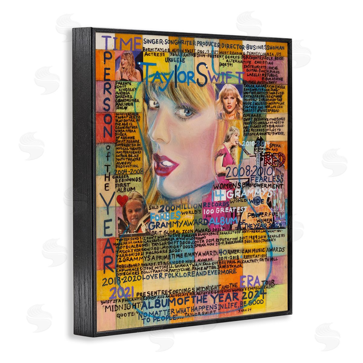 Sabin Taylor Musician Collage Black Framed Giclee Wall Art Print