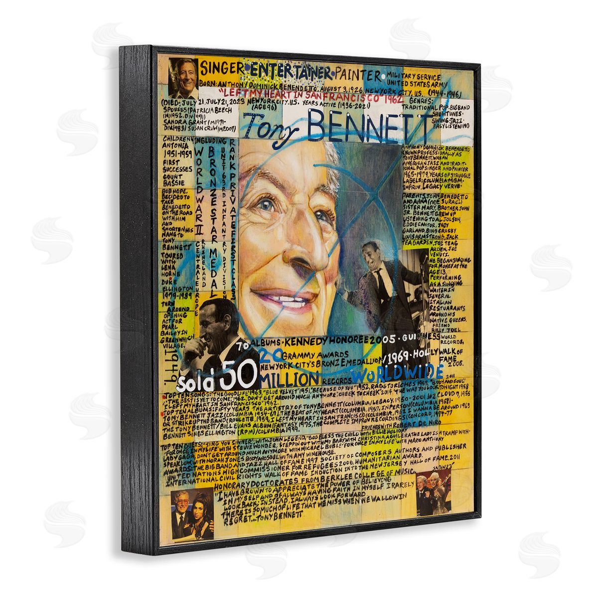 Sabin Tony Bennett Collage Black Framed Giclee Wall Art Print
