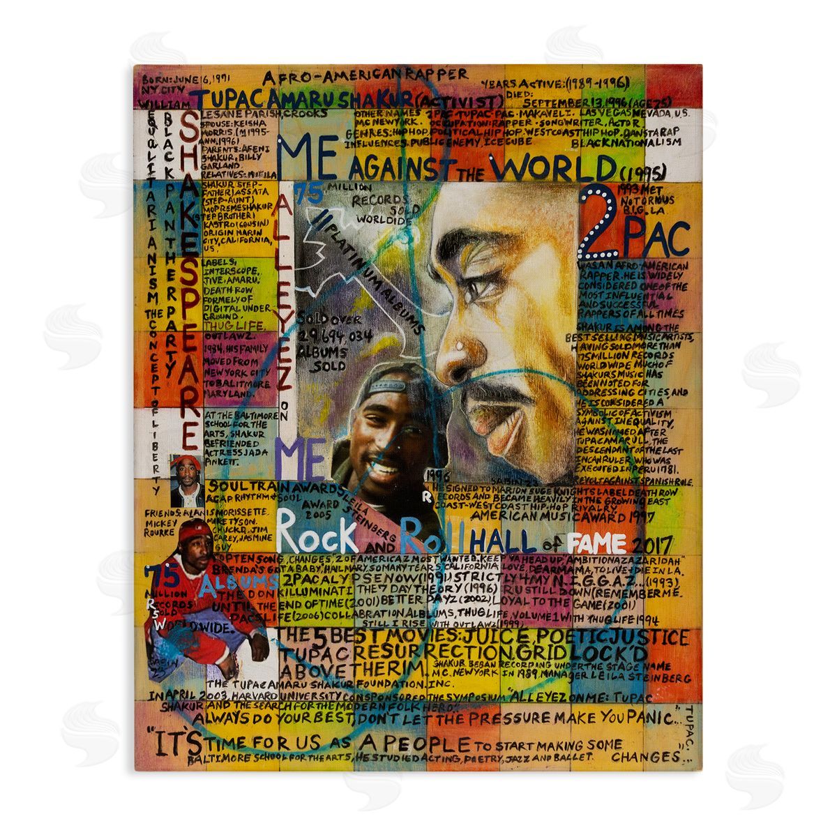 Sabin Tupac Musician Collage Canvas Wall Art Print