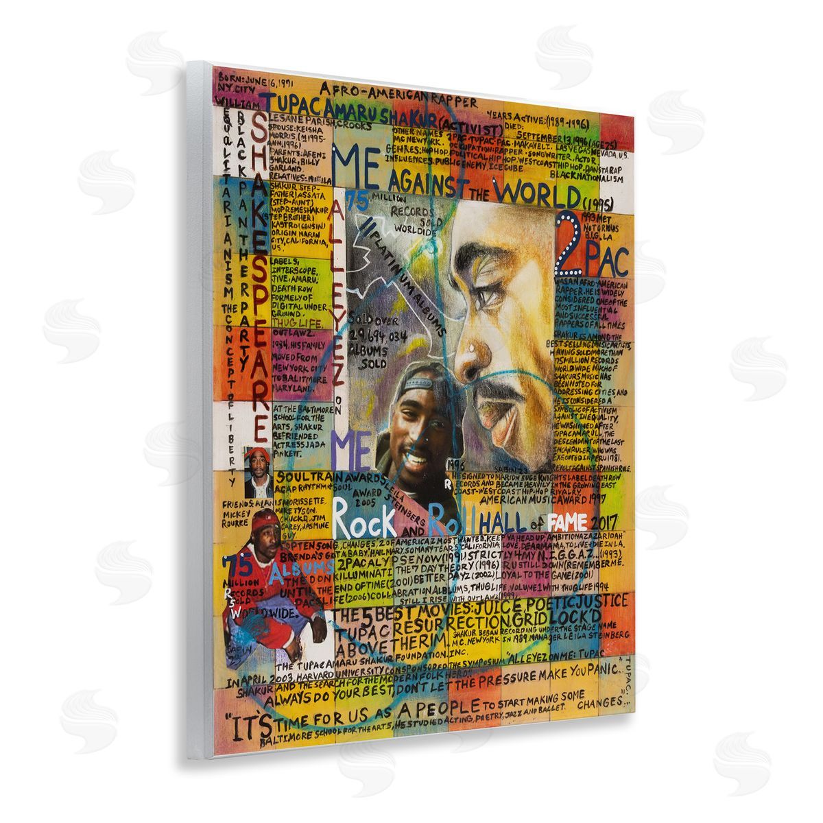 Sabin Tupac Musician Collage Wooden Wall Plaque Art Print