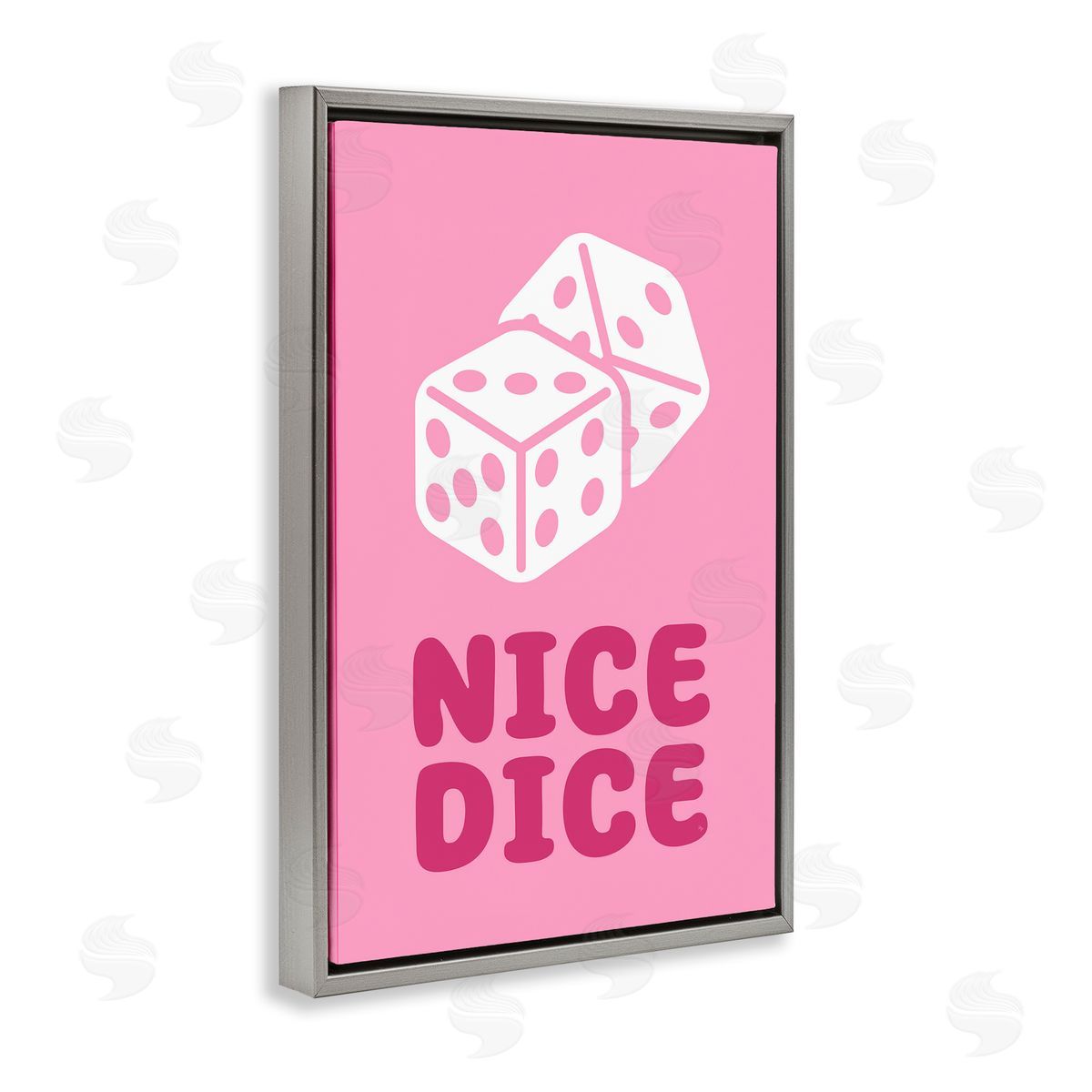 Martina Pavlova Nice Dice Phrase Gray Floating Frame Canvas Wall Art Print
