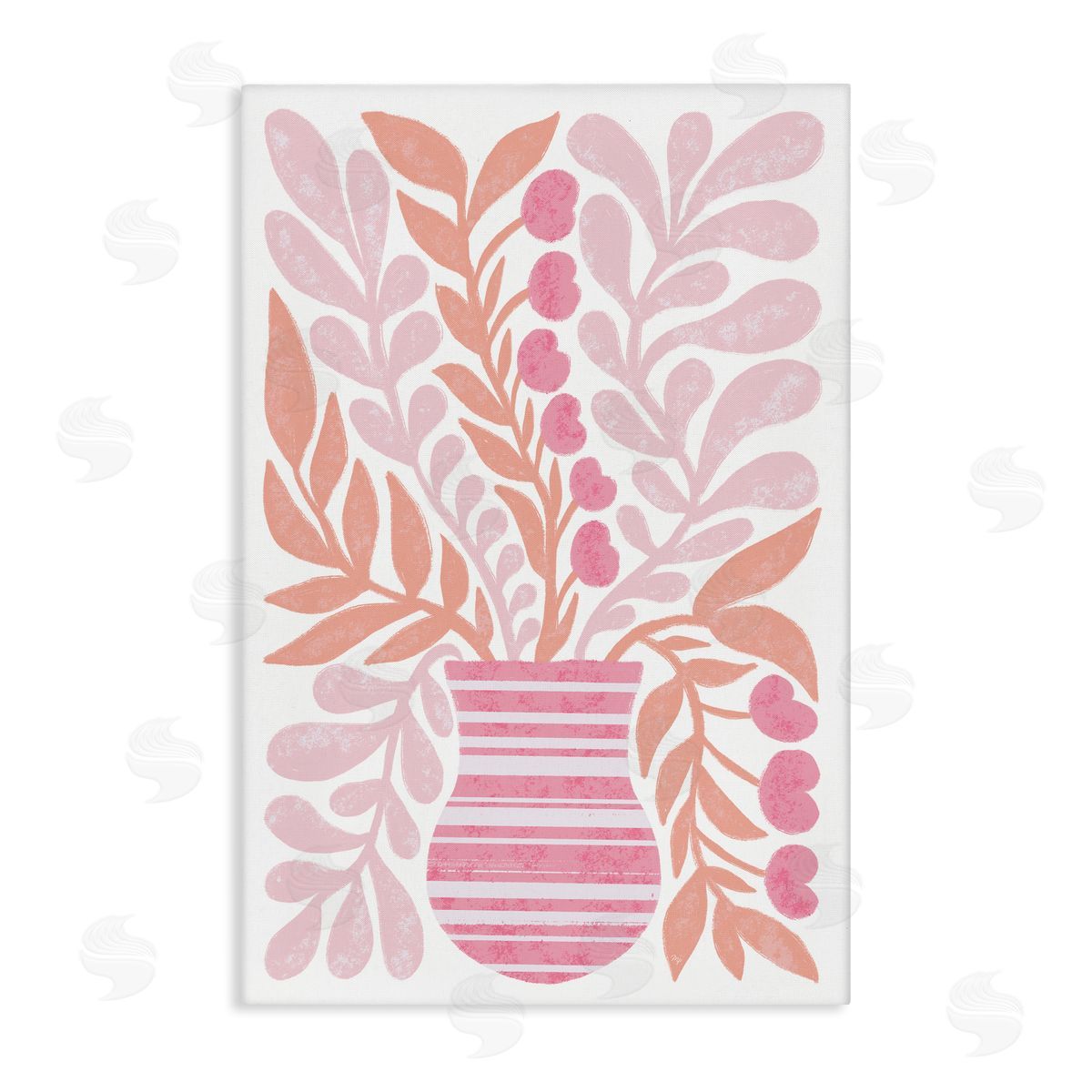 Martina Pavlova Pink Fronds Vase Canvas Wall Art Print