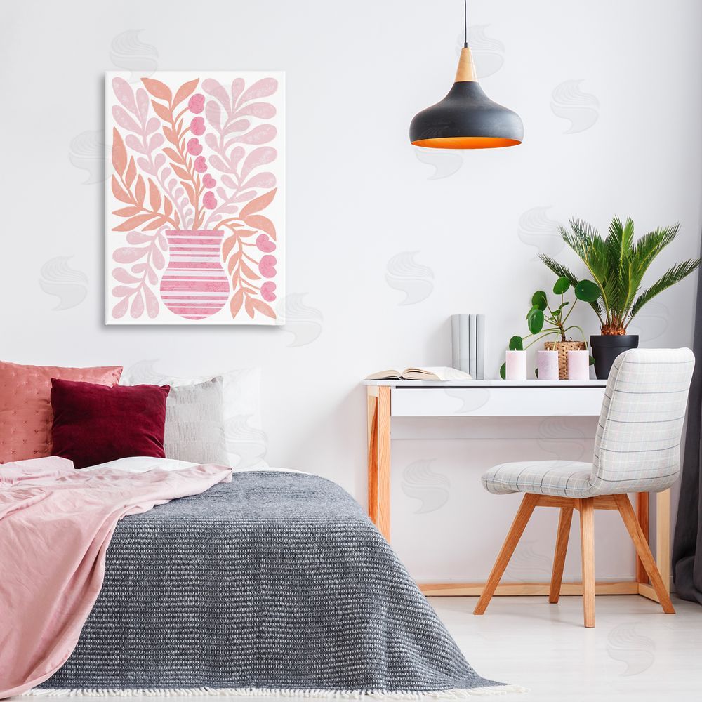 Martina Pavlova Pink Fronds Vase Canvas Wall Art Print in Room
