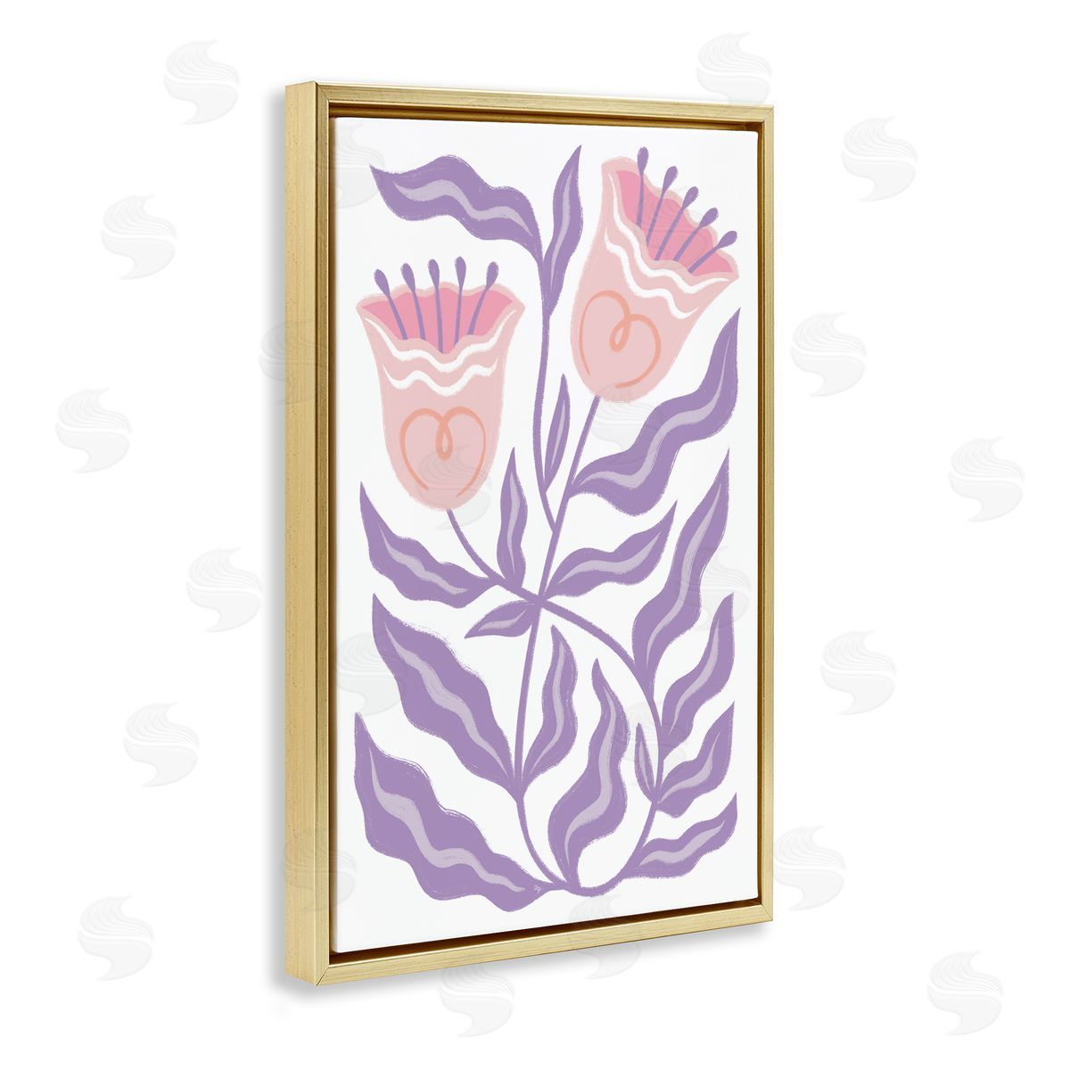 Martina Pavlova Wavy Purple Blooms Gold Floating Frame Canvas Wall Art Print