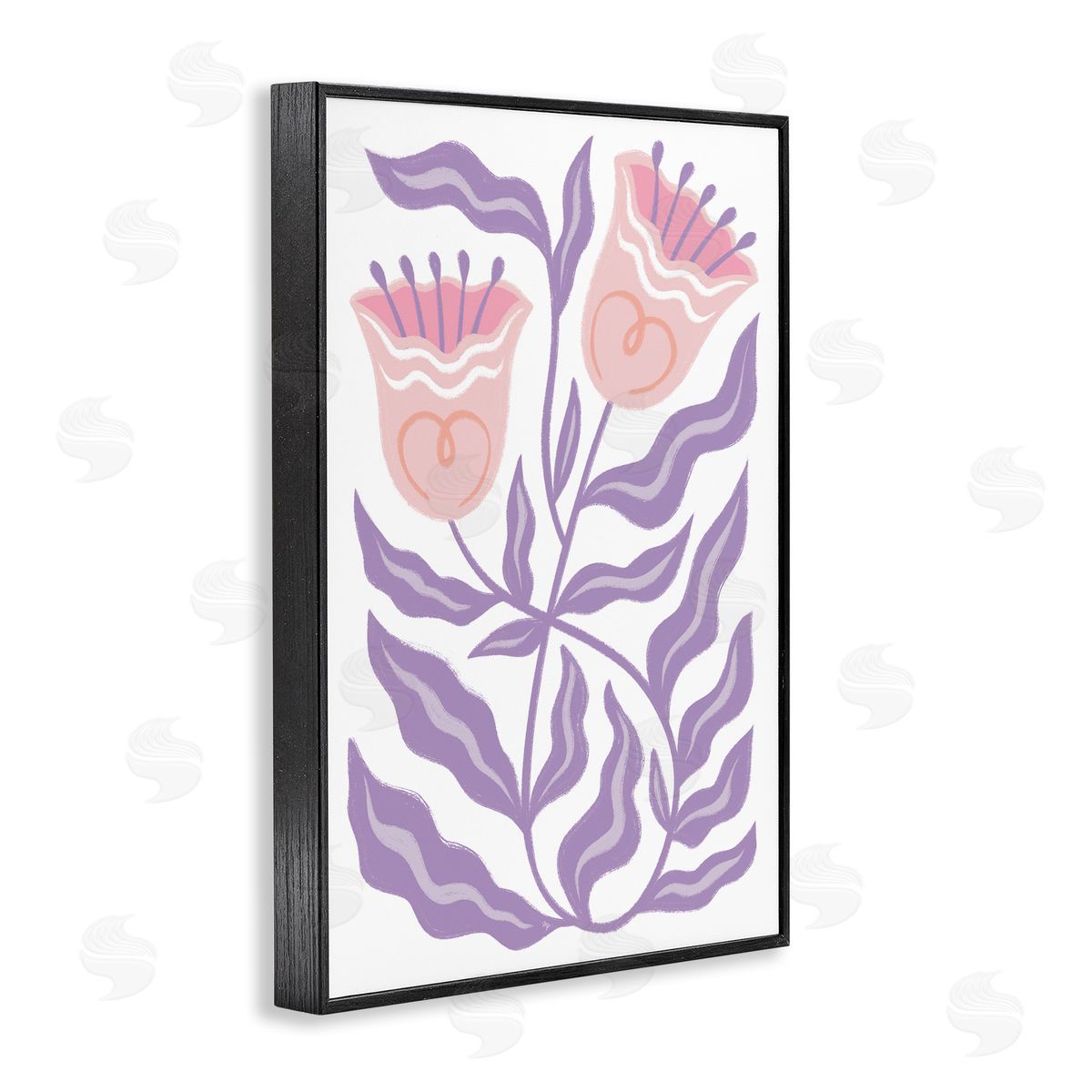 Martina Pavlova Wavy Purple Blooms Black Framed Giclee Wall Art Print