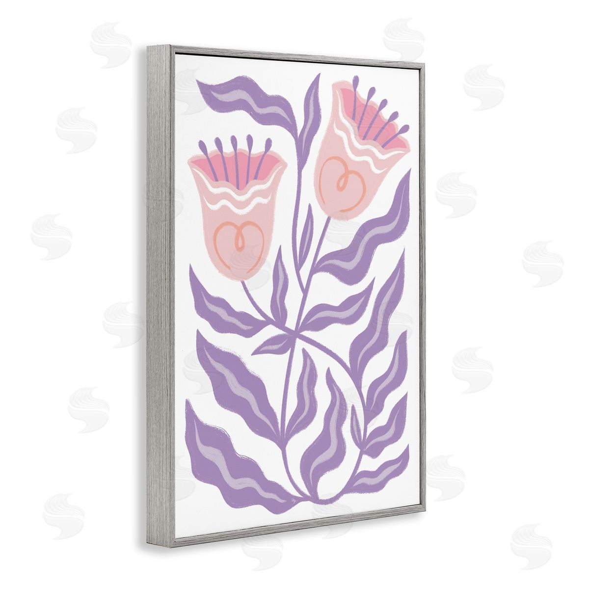 Martina Pavlova Wavy Purple Blooms Gray Framed Giclee Wall Art Print