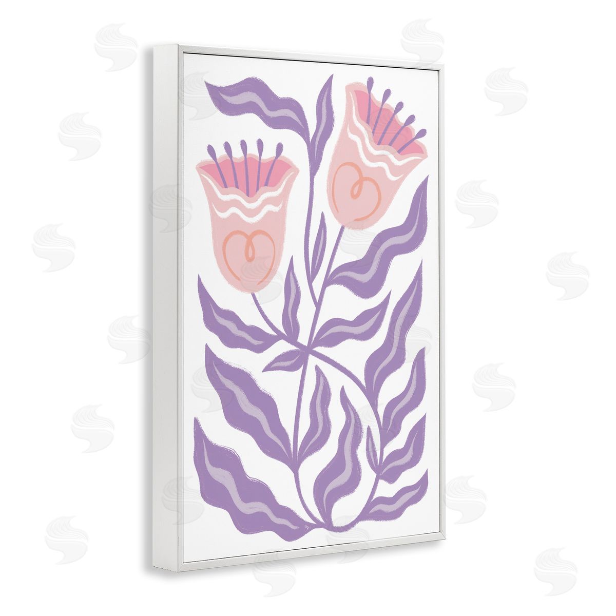 Martina Pavlova Wavy Purple Blooms White Framed Giclee Wall Art Print