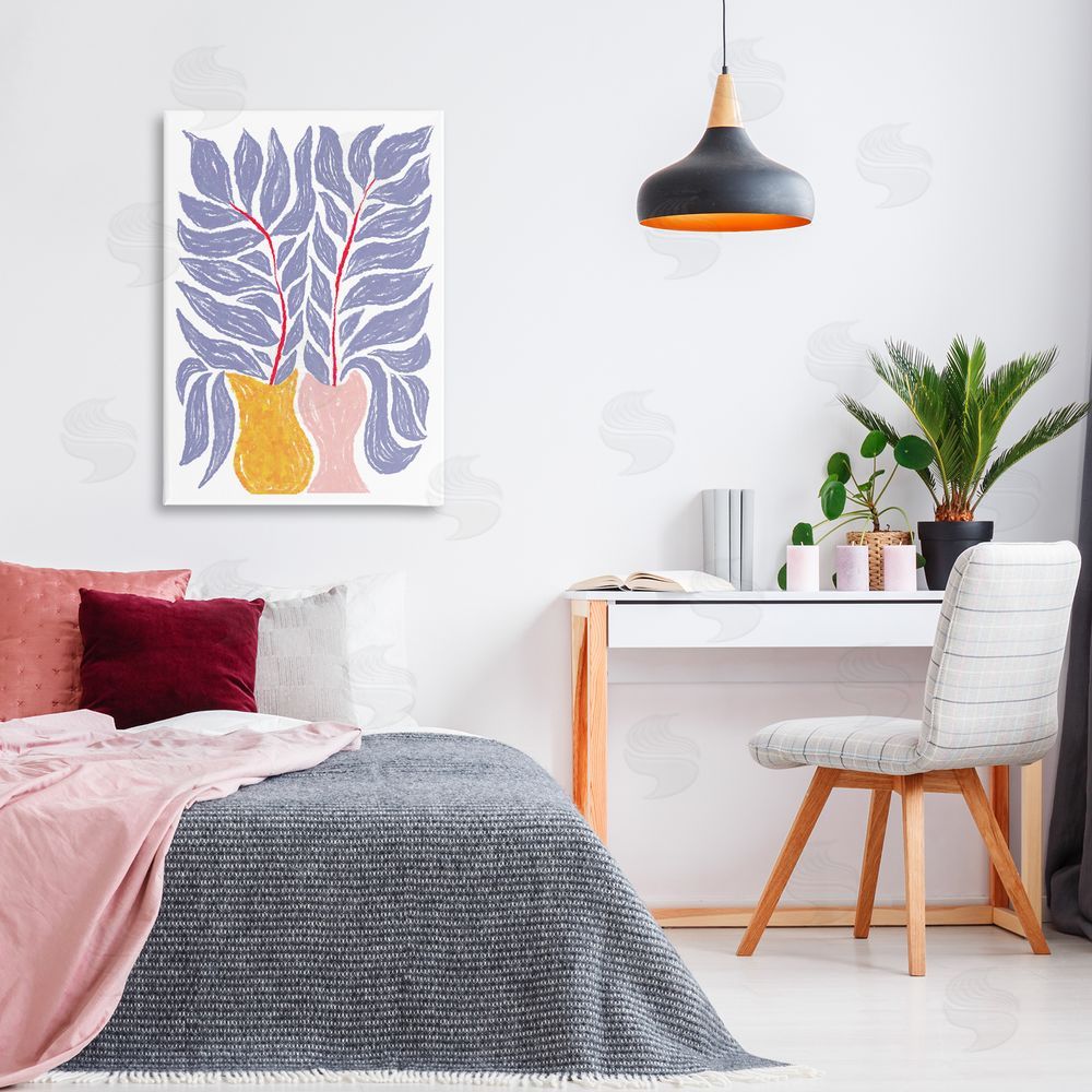Martina Pavlova Purple Leaves in Vases Canvas Wall Art Print in Room