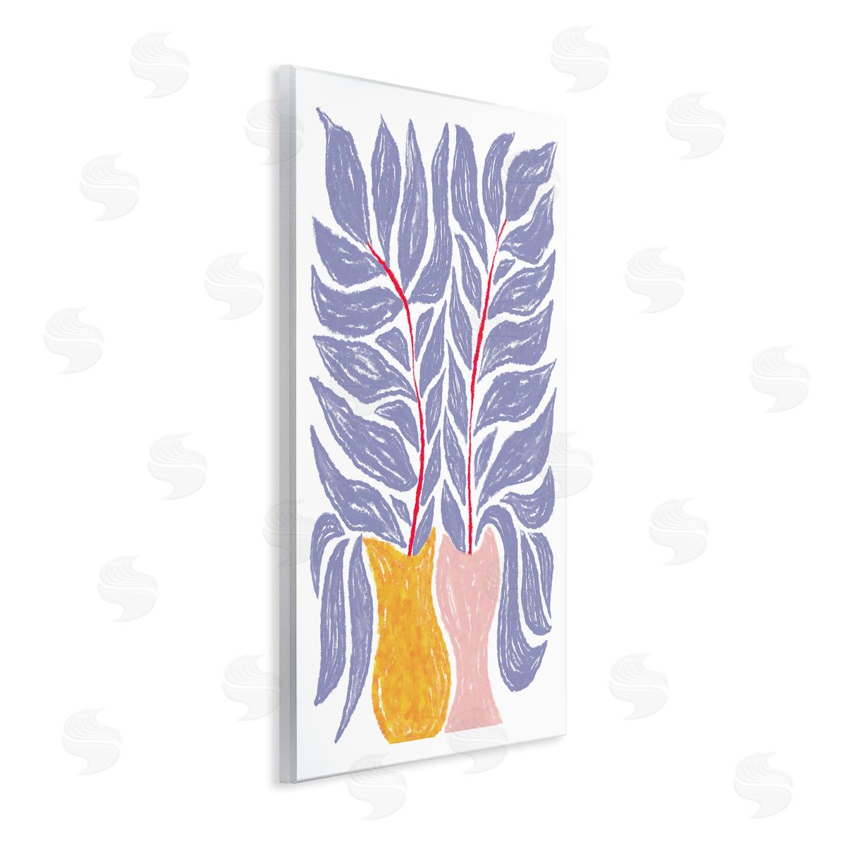 Martina Pavlova Purple Leaves in Vases Wooden Wall Plaque Art Print