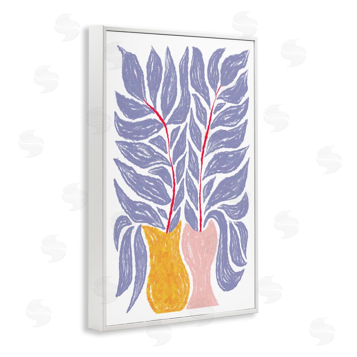 Martina Pavlova Purple Leaves in Vases White Framed Giclee Wall Art Print