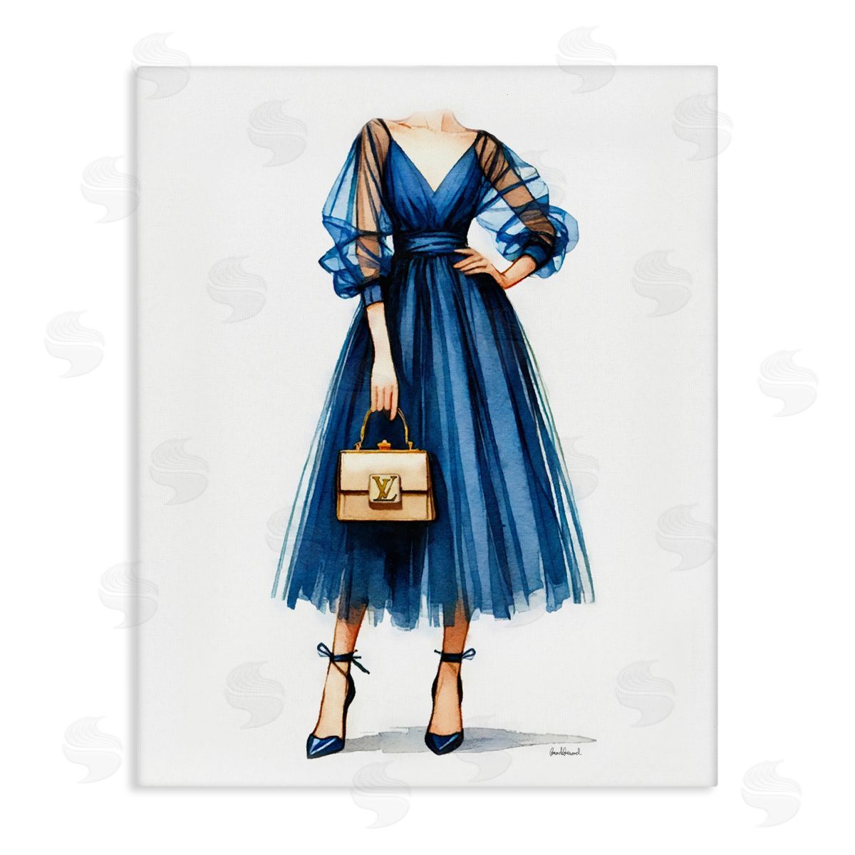 Amanda Greenwood Blue Gown Fashion Girl Canvas Wall Art Print