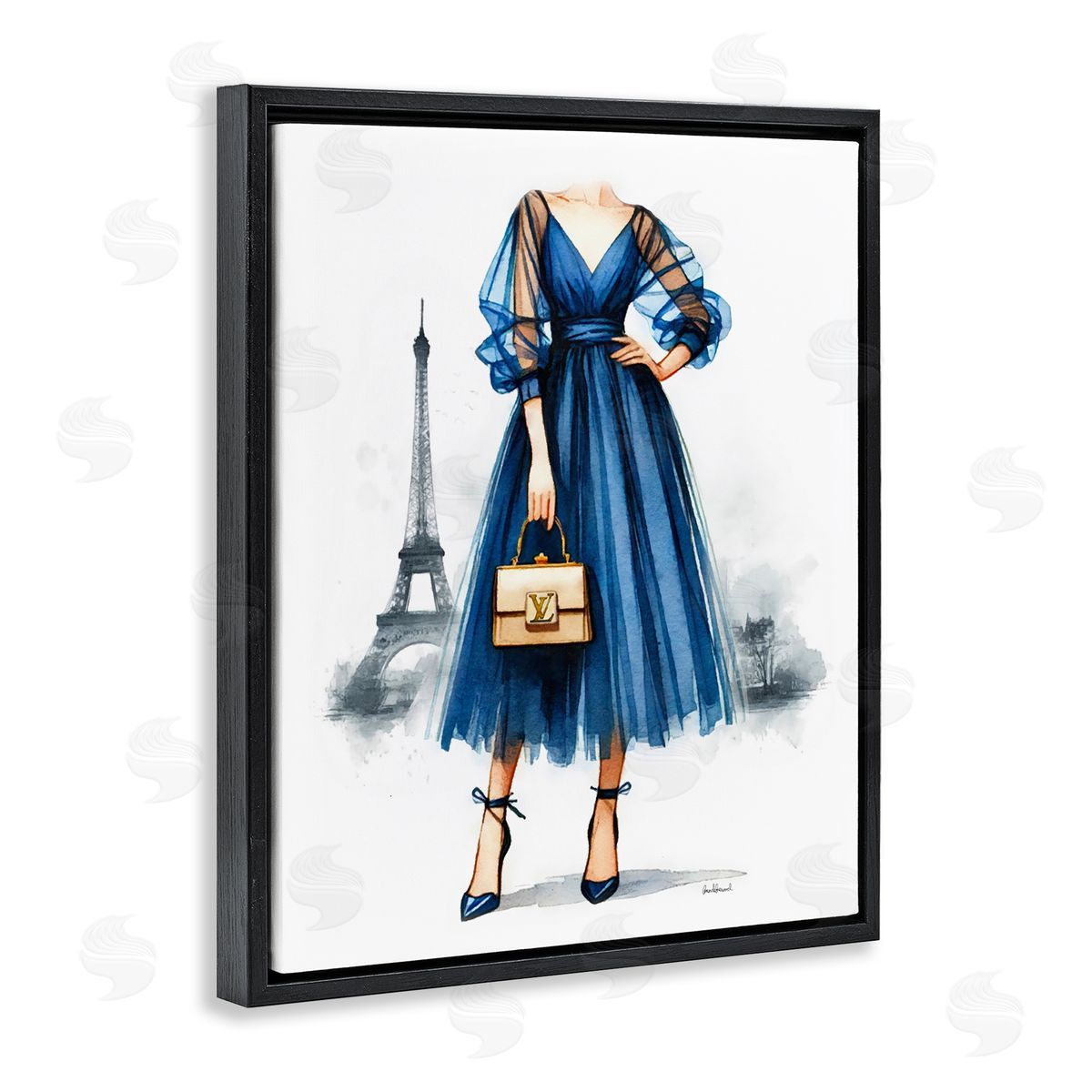 Amanda Greenwood Parisian Fashion Woman Black Floating Frame Canvas Wall Art Print