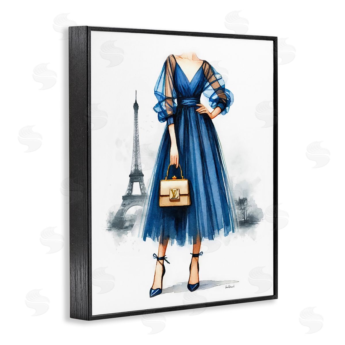 Amanda Greenwood Parisian Fashion Woman Black Framed Giclee Wall Art Print
