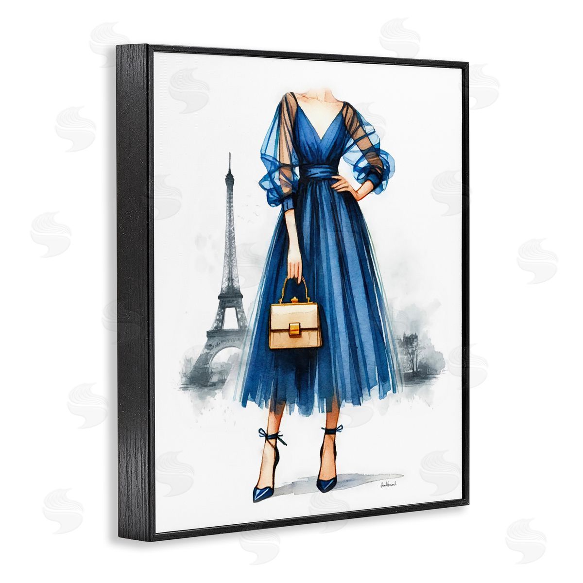 Amanda Greenwood Eiffel Town & Fashion Black Framed Giclee Wall Art Print