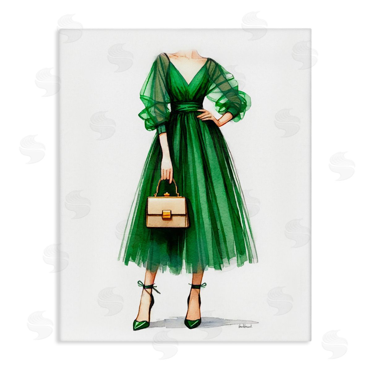 Amanda Greenwood Glam Green Fashion Gown Canvas Wall Art Print