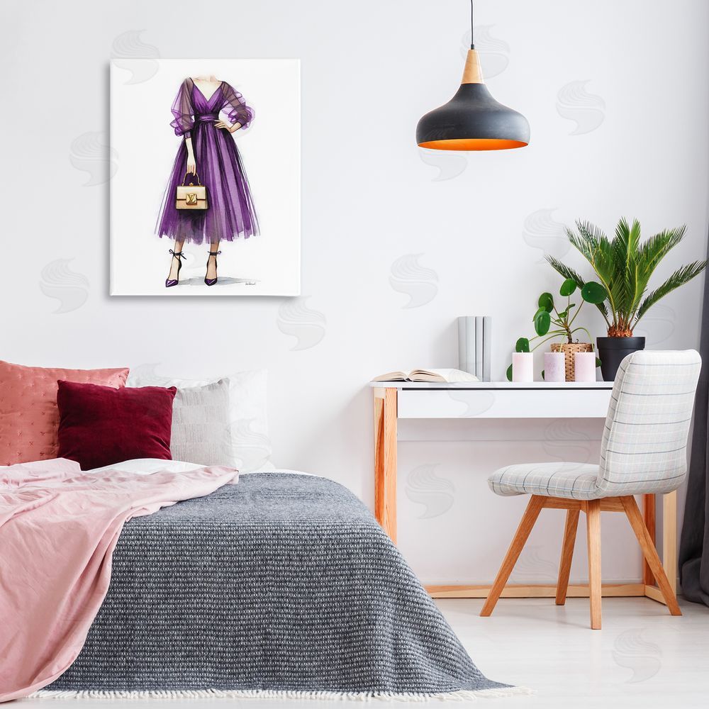 Amanda Greenwood Purple Glam Dress Canvas Wall Art Print in Room
