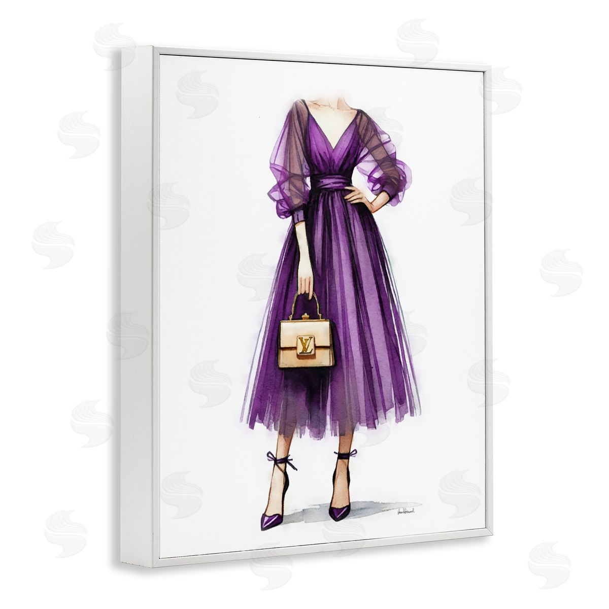 Amanda Greenwood Purple Glam Dress White Framed Giclee Wall Art Print