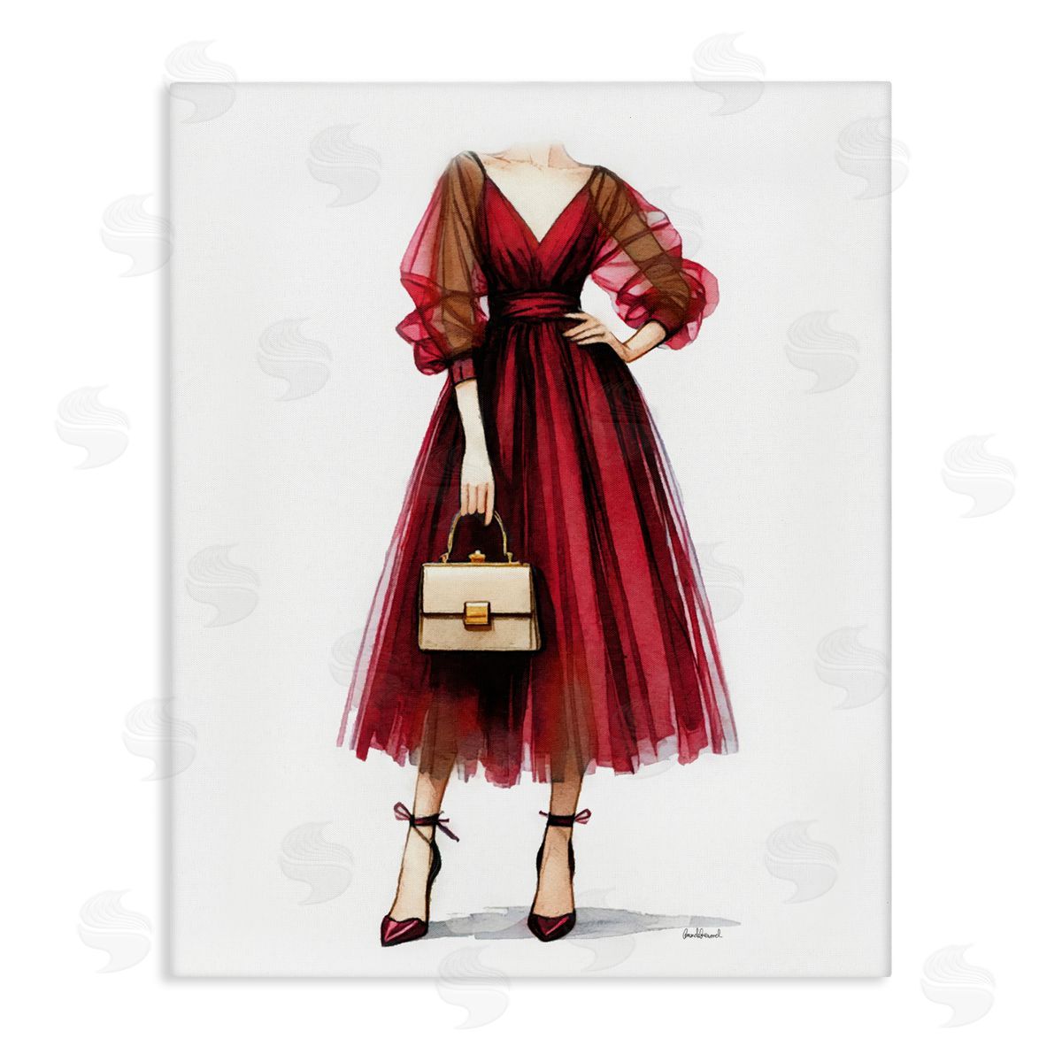 Amanda Greenwood Maroon Fashion Gown Canvas Wall Art Print