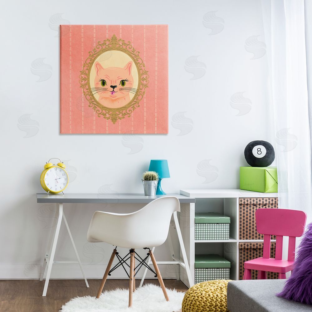 Carrie Cantwell Peach Cat Portrait Canvas Wall Art Print in Room