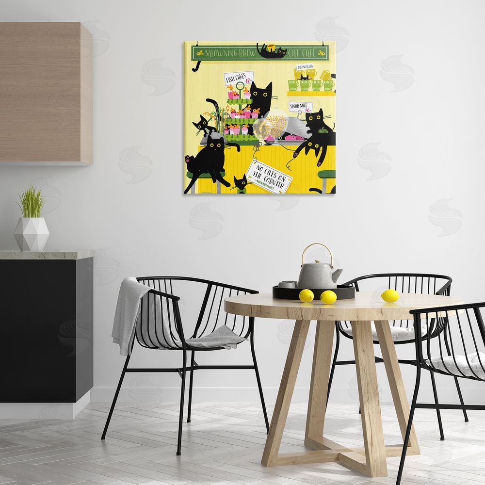 Leeza Hernandez Silly Cat Café Bakery Canvas Wall Art Print in Room