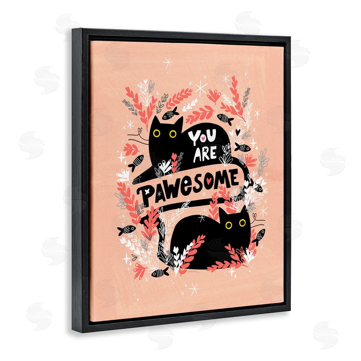 Leeza Hernandez You Are Pawesome Cats Black Floating Frame Canvas Wall Art Print