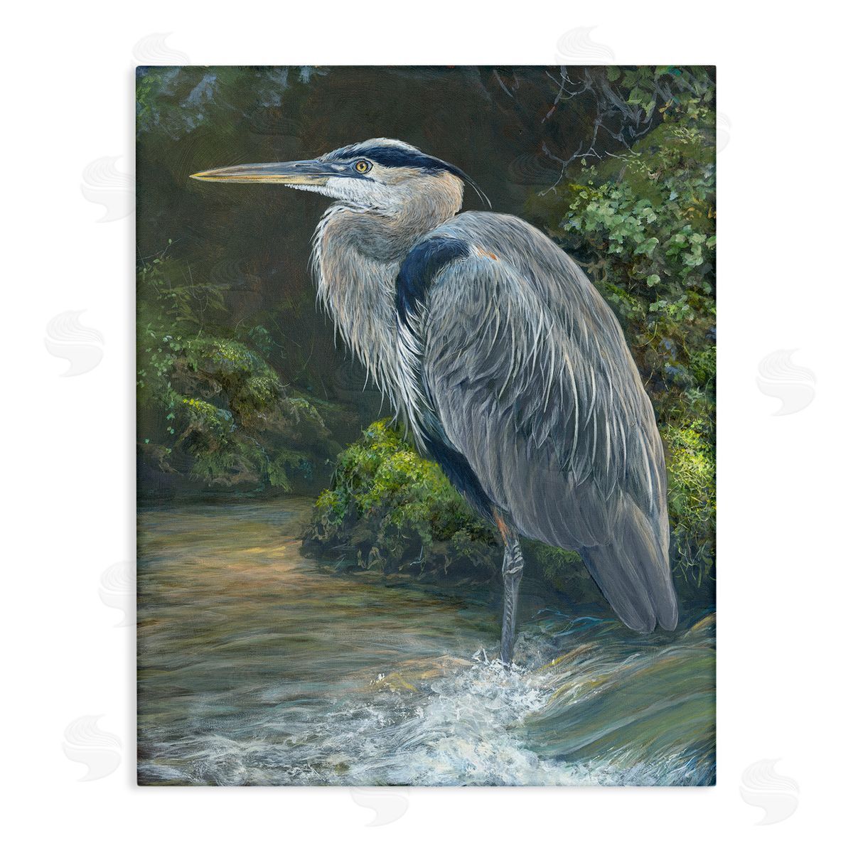Laura Mark-Finberg Blue Heron at Water's Edge Canvas Wall Art Print