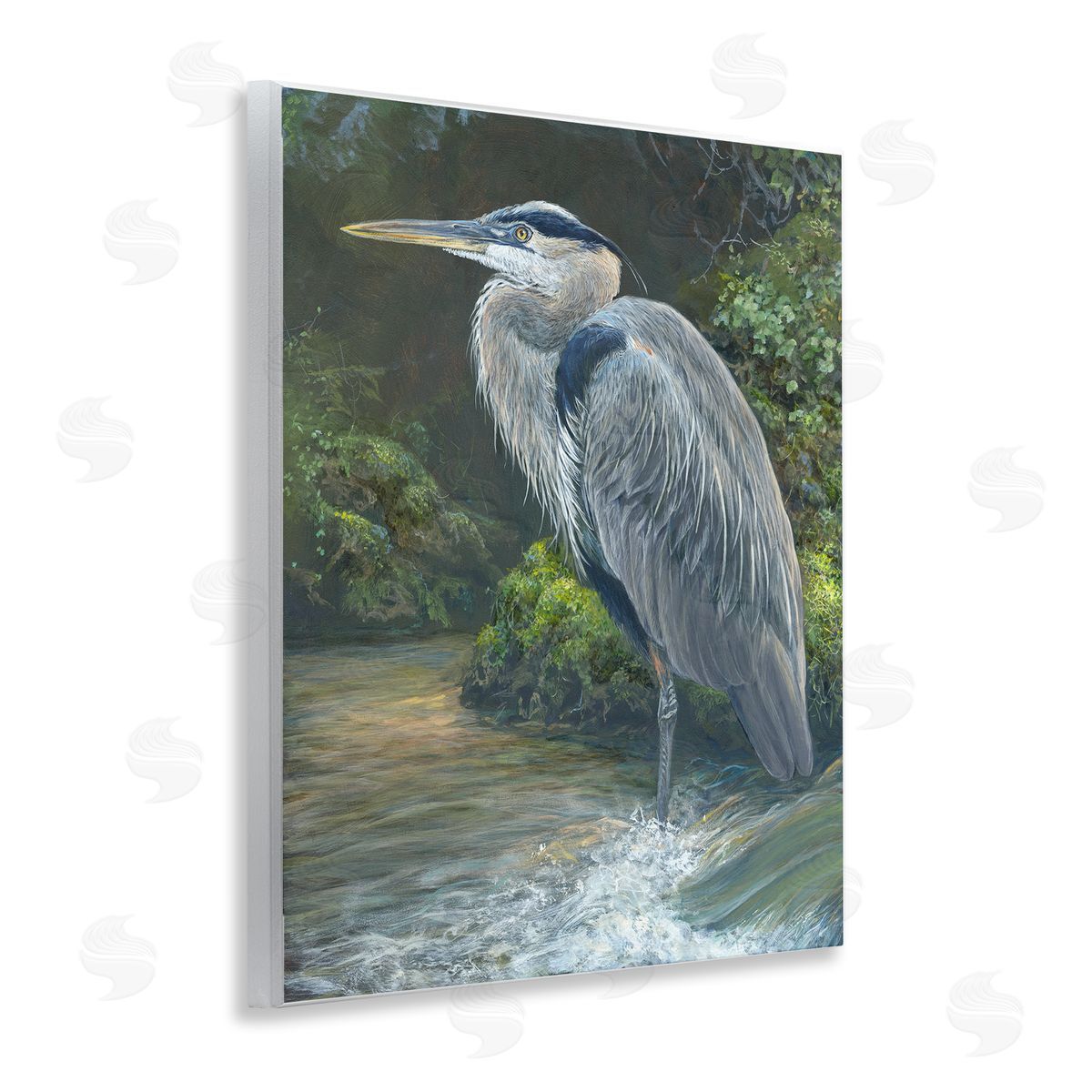 Laura Mark-Finberg Blue Heron at Water's Edge Wooden Wall Plaque Art Print