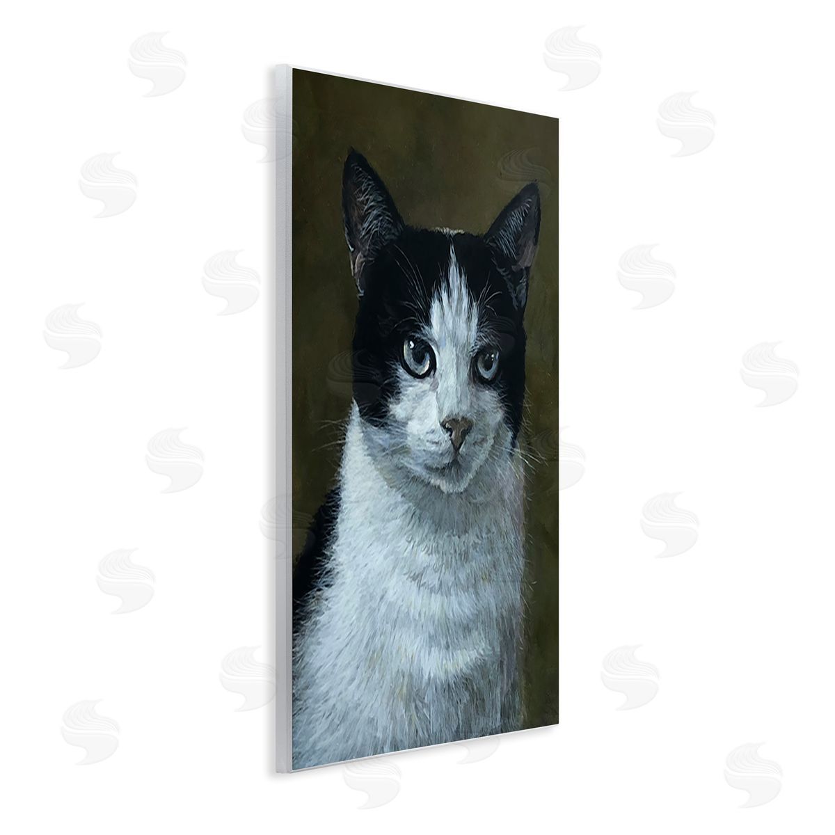 Laura Mark-Finberg Black & White Cat Angst Wooden Wall Plaque Art Print