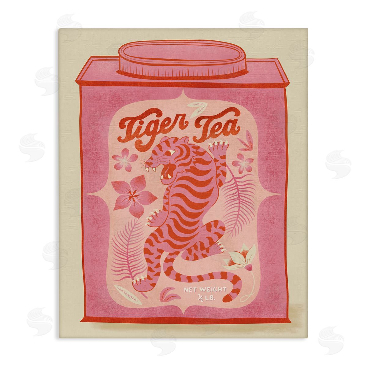 Carrie Cantwell Tiger Tea Tropical Tin Canvas Wall Art Print