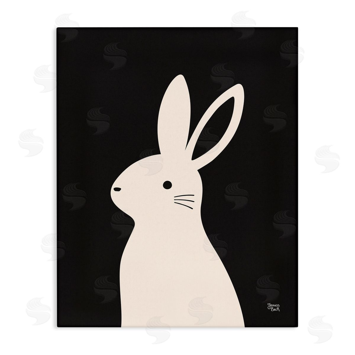 Simple White Bunny Canvas Wall Art, Home Decor by Jessica Beck