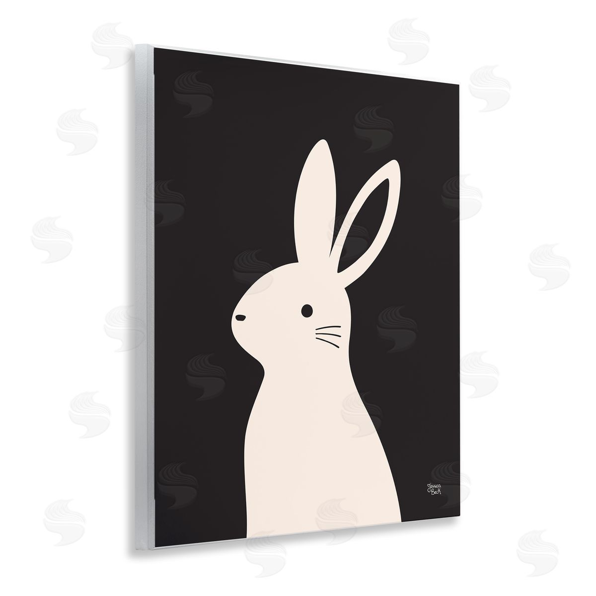 Simple White Bunny Wood Plaque Wall Art, Home Decor by Jessica Beck