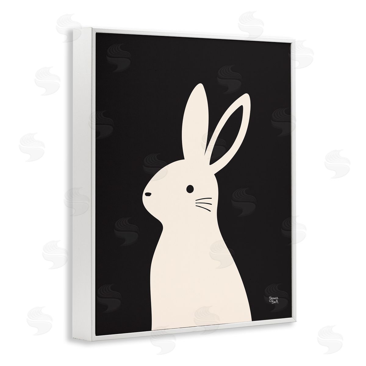 Simple White Bunny White Frame Print Wall Art, Home Decor by Jessica Beck