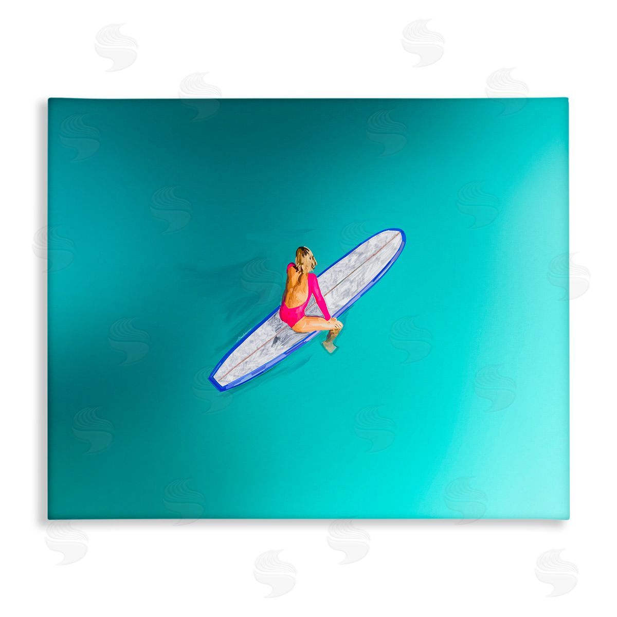 Amelia Noyes Sitting on Peaceful Surfboard Canvas Wall Art Print