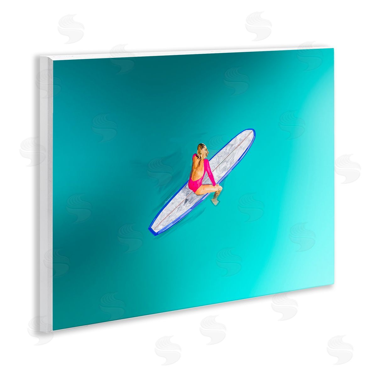Amelia Noyes Sitting on Peaceful Surfboard Wooden Wall Plaque Art Print