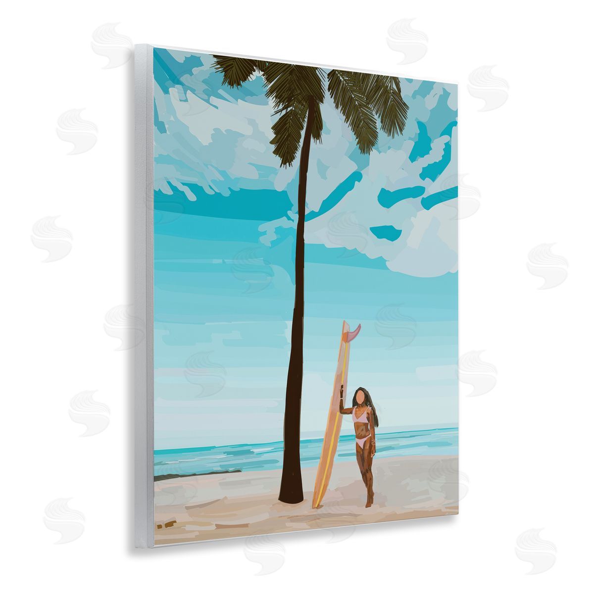 Amelia Noyes Tropical Beach Day Girl Wooden Wall Plaque Art Print