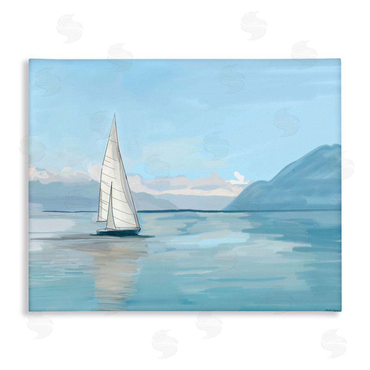 Amelia Noyes Peaceful Sailboat on Water Canvas Wall Art Print