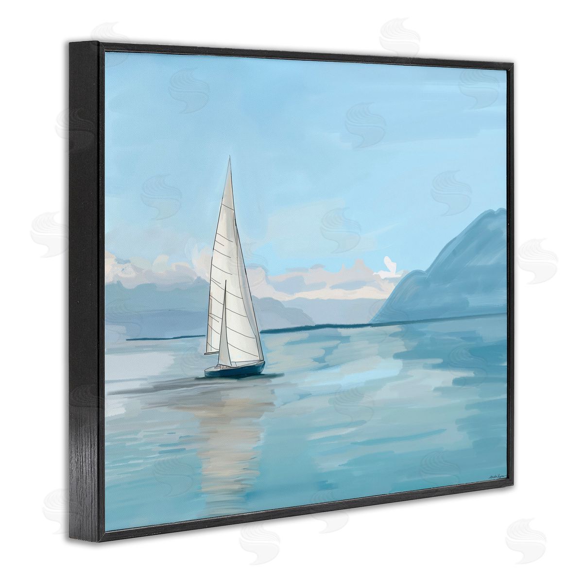 Amelia Noyes Peaceful Sailboat on Water Black Framed Giclee Wall Art Print
