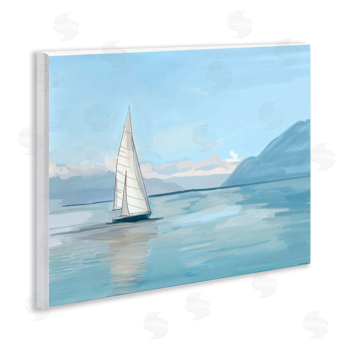 Amelia Noyes Peaceful Sailboat on Water Wooden Wall Plaque Art Print