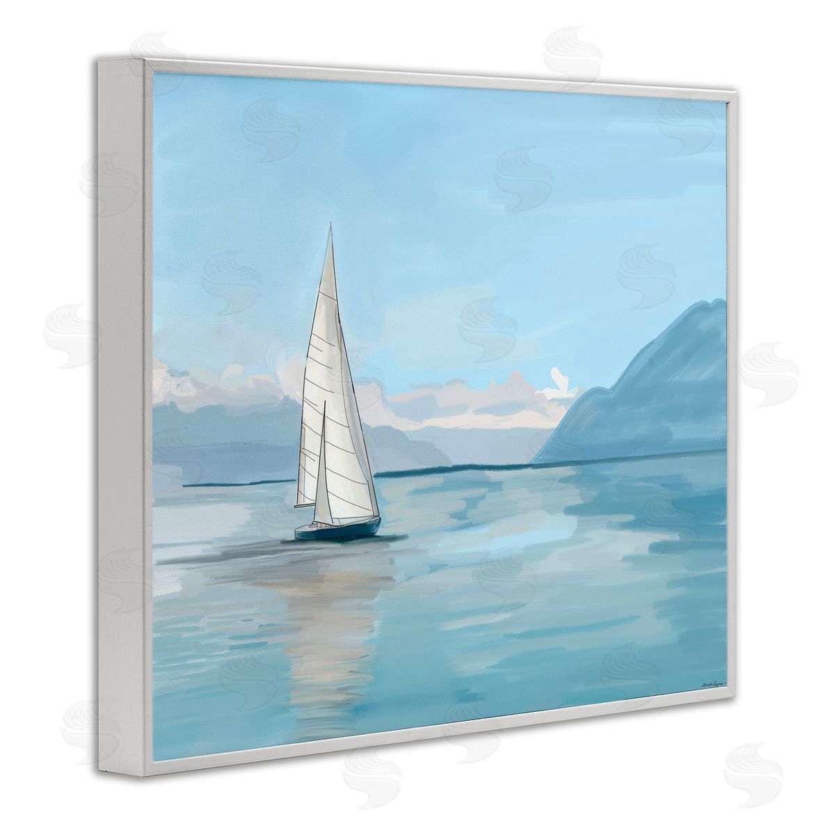 Amelia Noyes Peaceful Sailboat on Water White Framed Giclee Wall Art Print