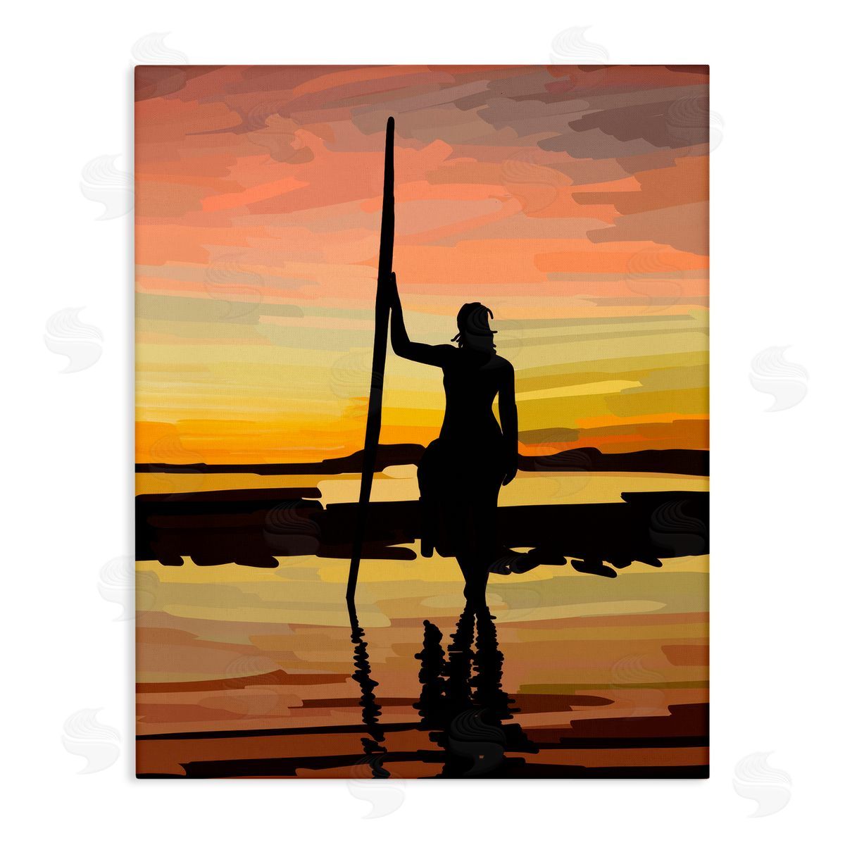 Amelia Noyes Sunset Surfer Silhouette Canvas Wall Art Print