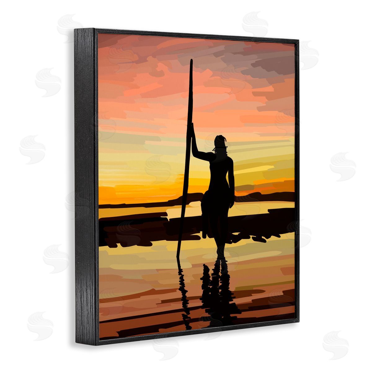 Amelia Noyes Sunset Surfer Silhouette Black Framed Giclee Wall Art Print