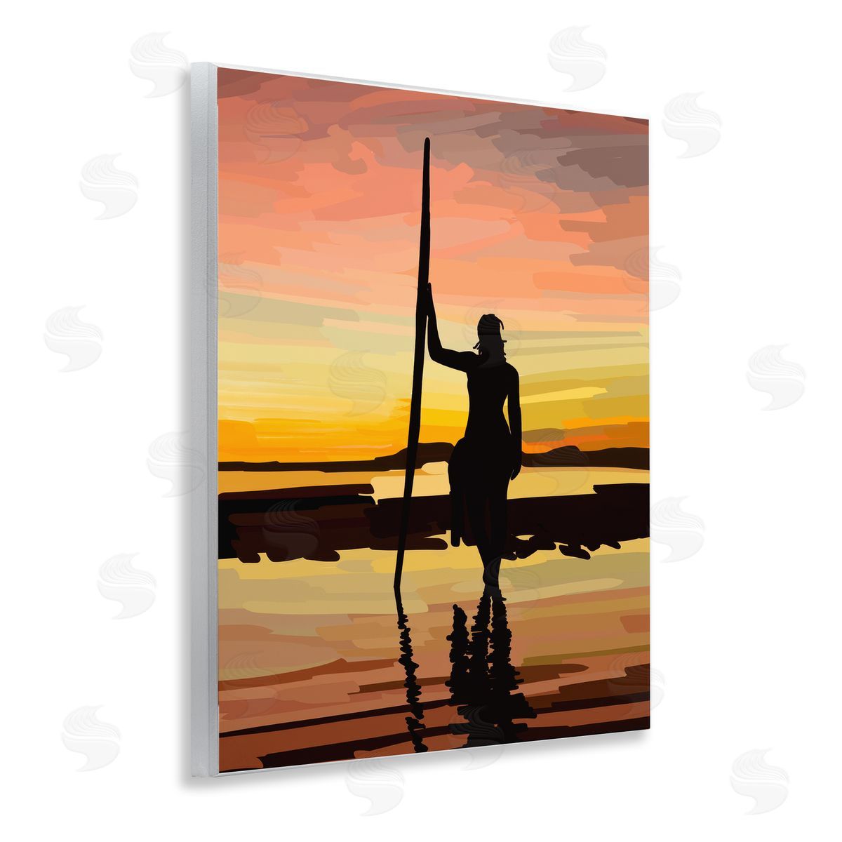 Amelia Noyes Sunset Surfer Silhouette Wooden Wall Plaque Art Print