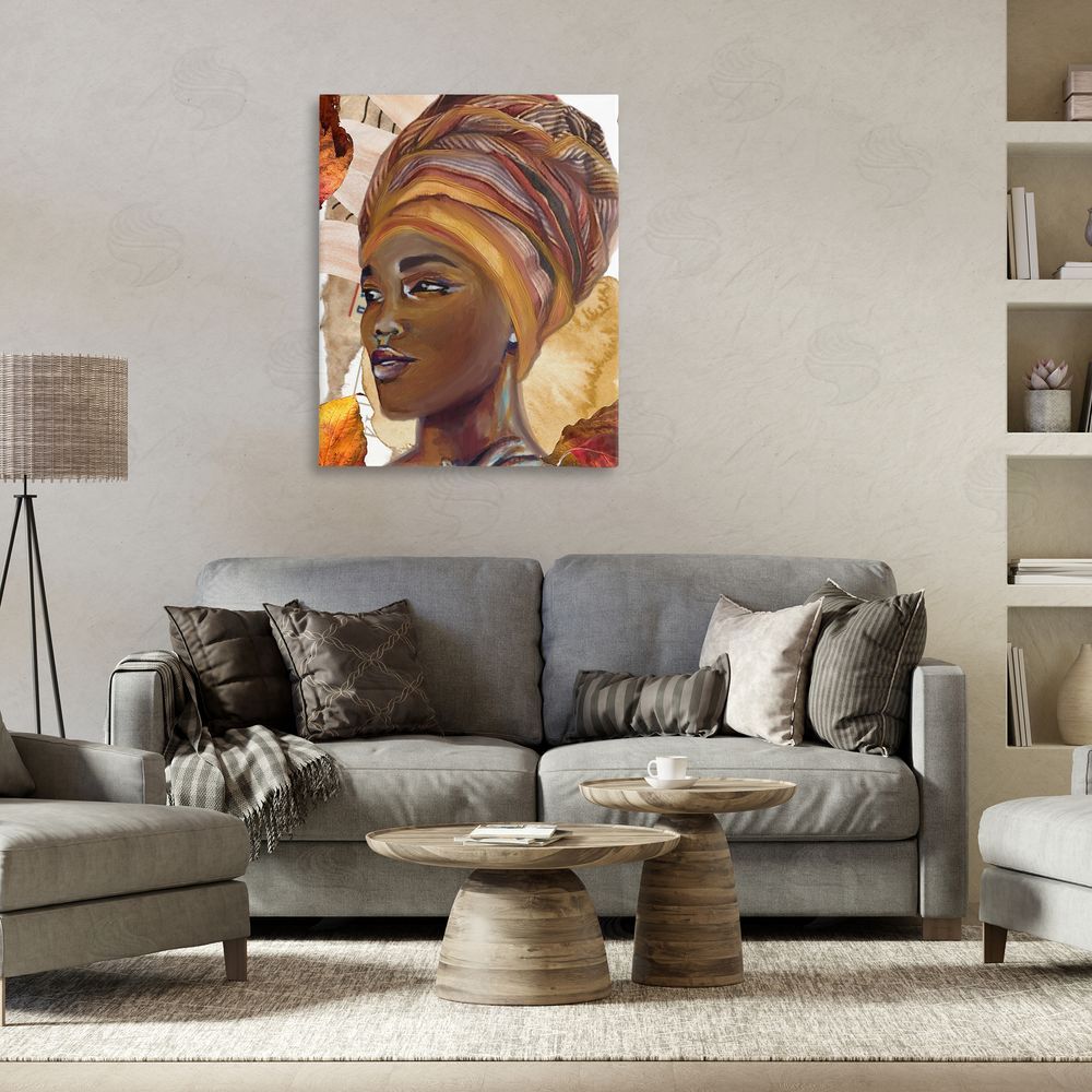 Jesse Keith Natural Tone Woman Portrait Canvas Wall Art Print in Room