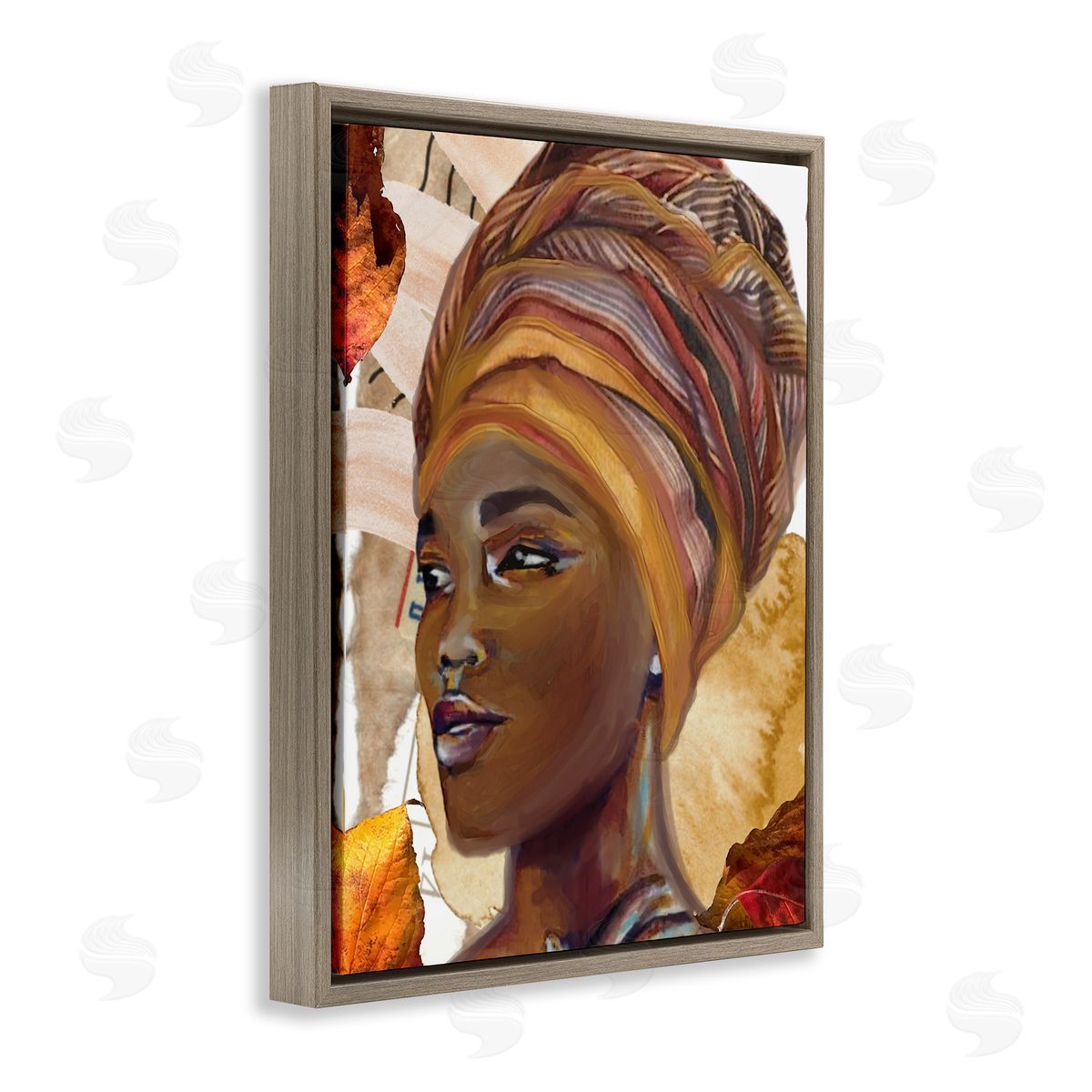 Jesse Keith Natural Tone Woman Portrait Brown Floating Frame Canvas Wall Art Print