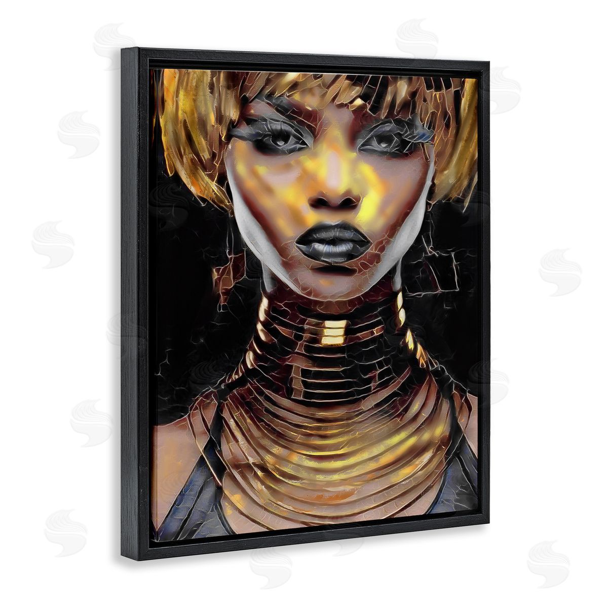 Jesse Keith Intense Glam Woman Portrait Black Floating Frame Canvas Wall Art Print