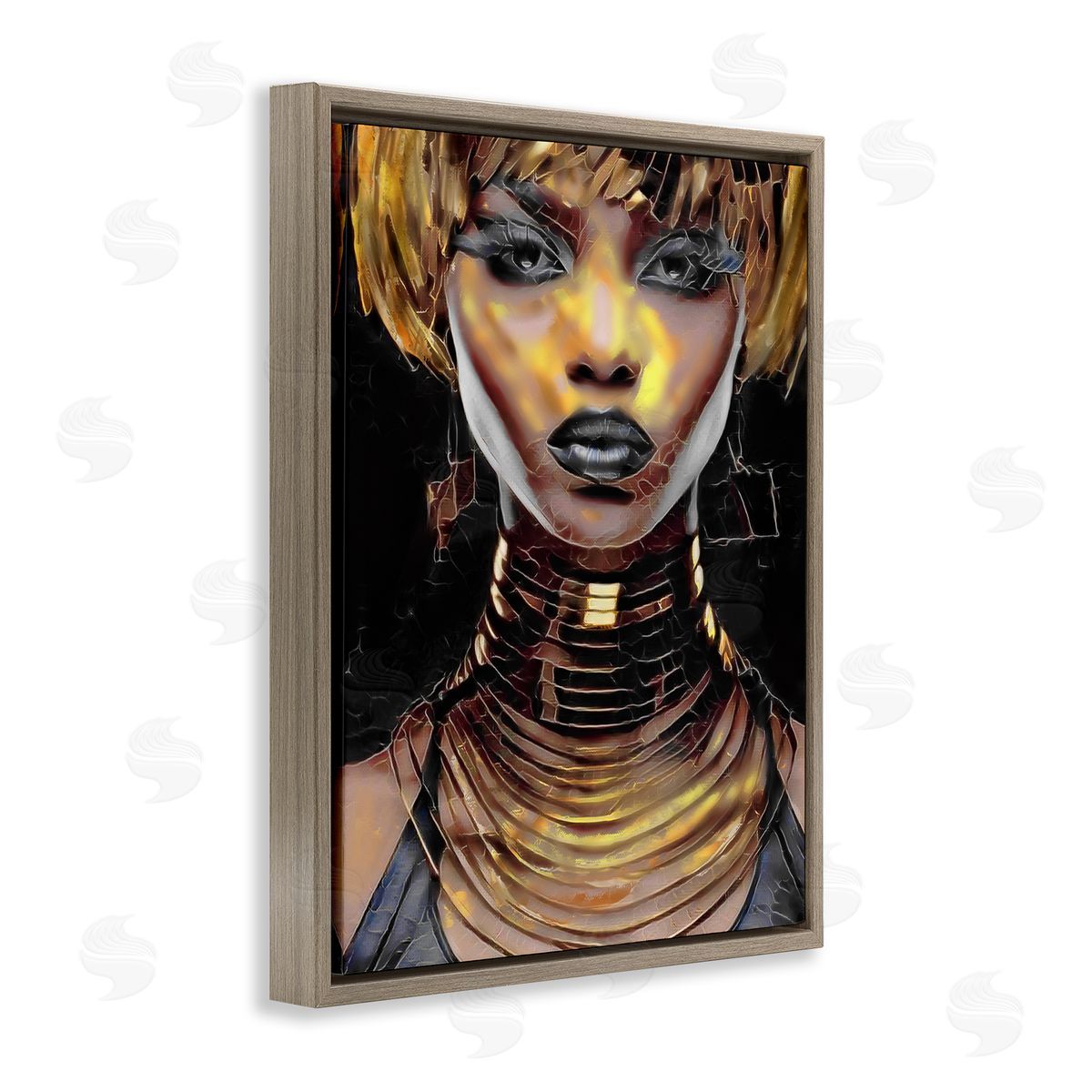 Jesse Keith Intense Glam Woman Portrait Brown Floating Frame Canvas Wall Art Print