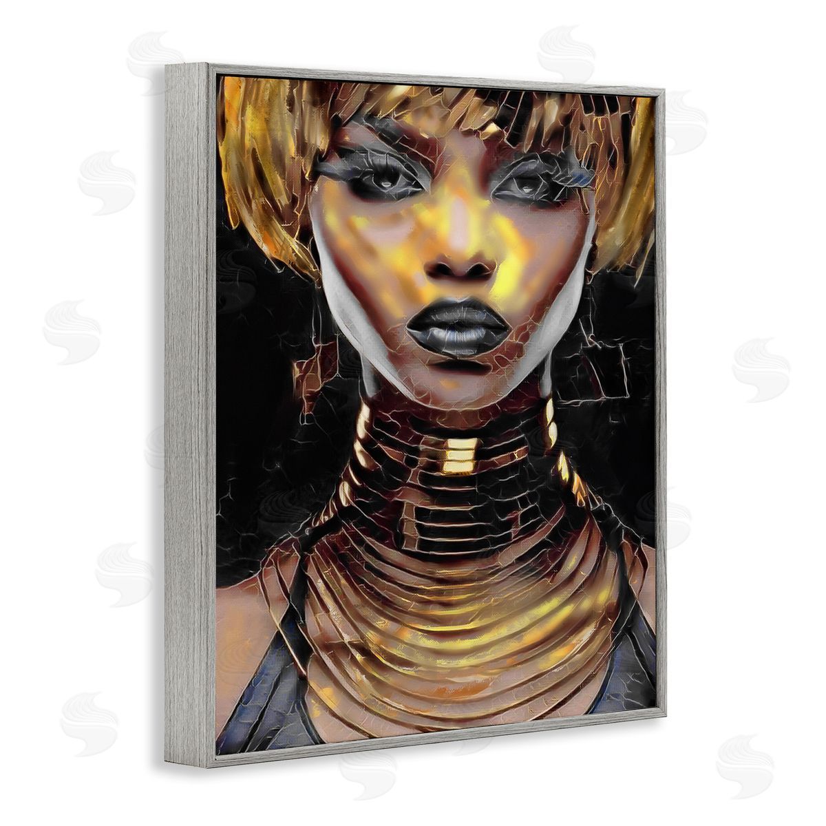 Jesse Keith Intense Glam Woman Portrait Gray Framed Giclee Wall Art Print