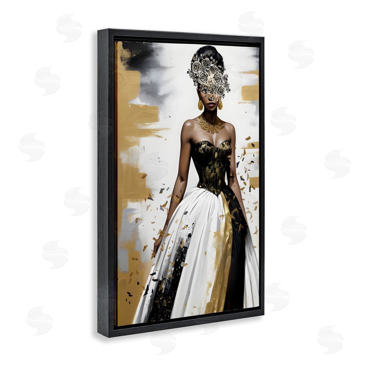 Kim Allen Elegant Woman Beautiful Gown Black Floating Frame Canvas Wall Art Print